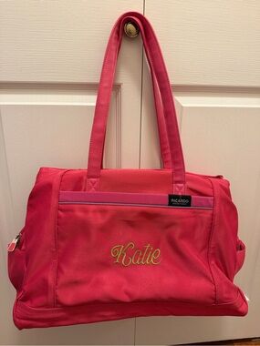 Persosonalized “Katie” bright pink Ricardo Beverly Hills travel tote bag
